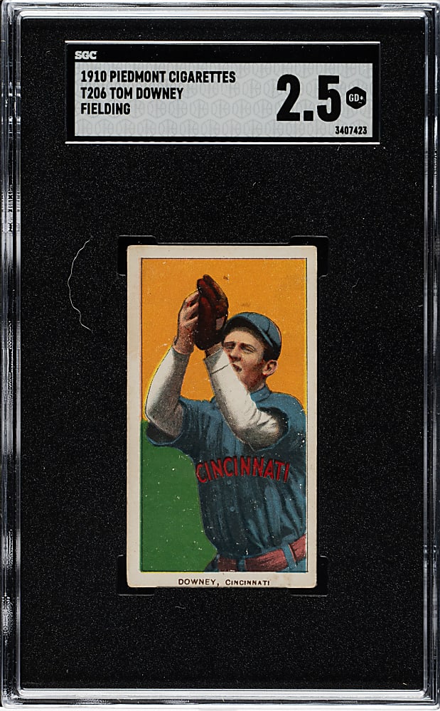 1909-1911 T206 White Border Tom Downey Fielding SGC GOOD+ 2.5