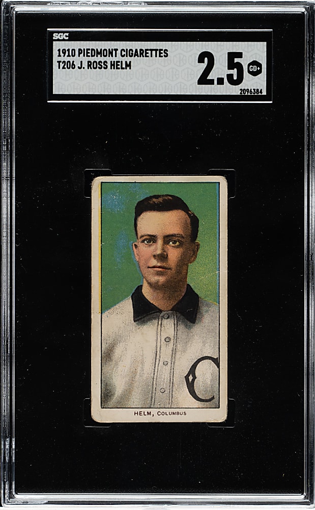 1909-1911 T206 White Border J. Ross Helm Southern Leaguer SGC GOOD+ 2.5