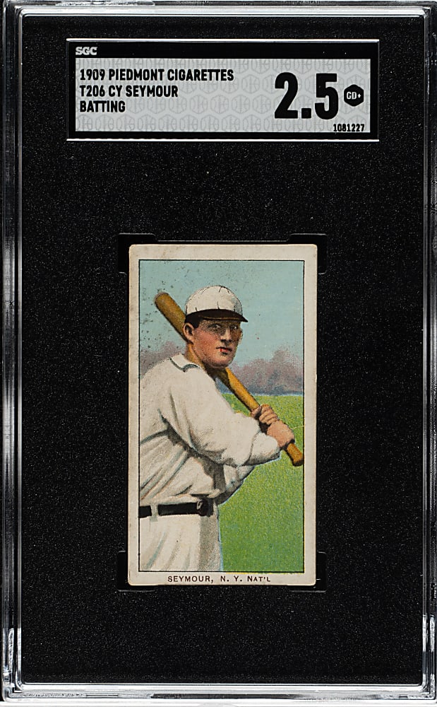 1909-1911 T206 White Border Cy Seymour Batting SGC GOOD+ 2.5