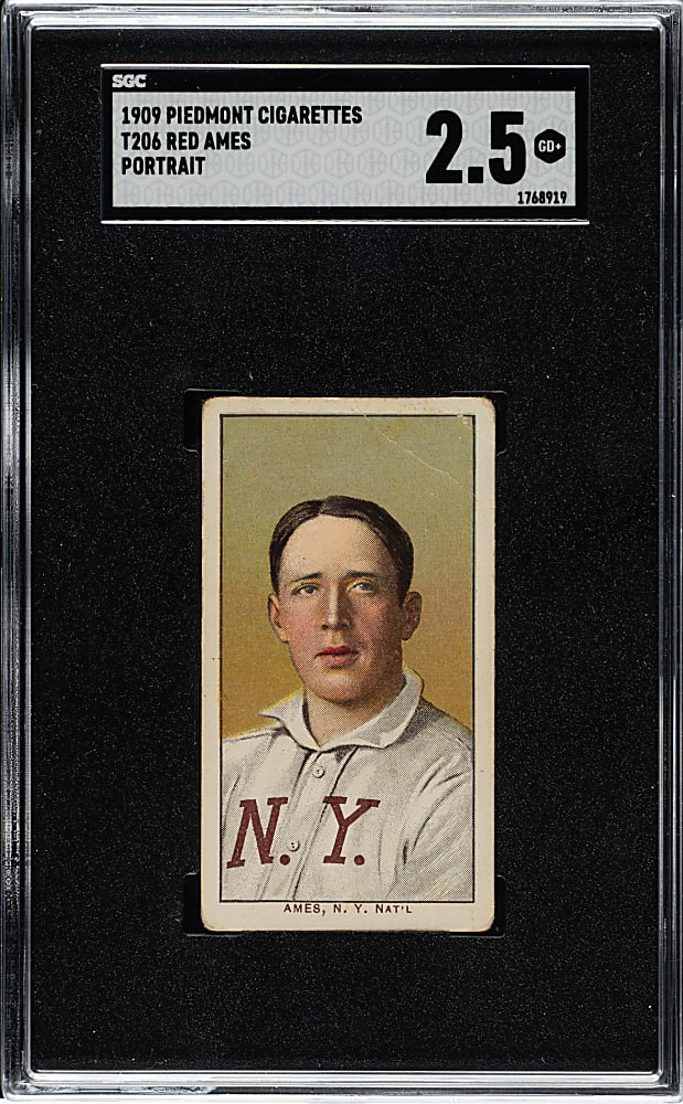 1909-1911 T206 White Border Red Ames Portrait SGC GOOD+ 2.5