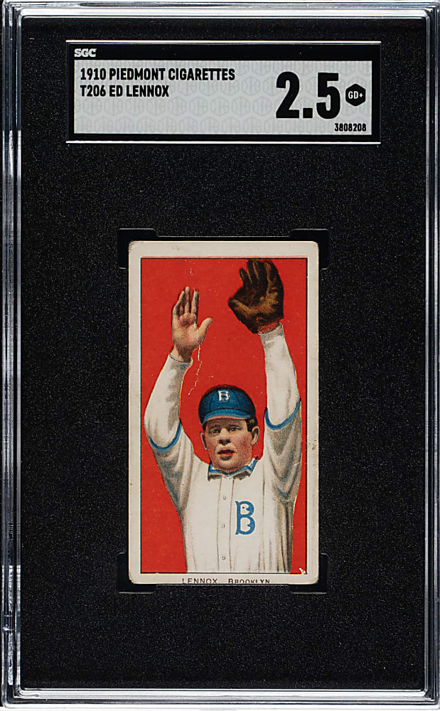 1909-1911 T206 White Border Ed Lennox SGC GOOD+ 2.5