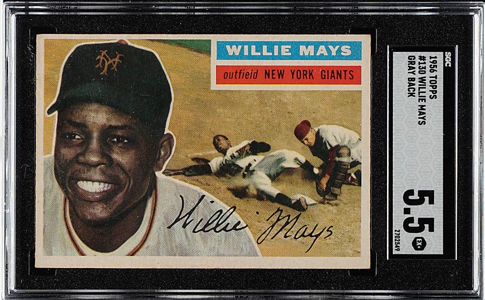 1956 Topps #130 Willie Mays Gray Back SGC EX+ 5.5