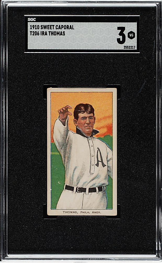 1909-1911 T206 White Border Ira Thomas SGC VG 3