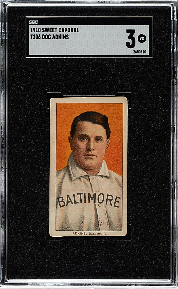 1909-1911 T206 White Border Doc Adkins SGC VG 3