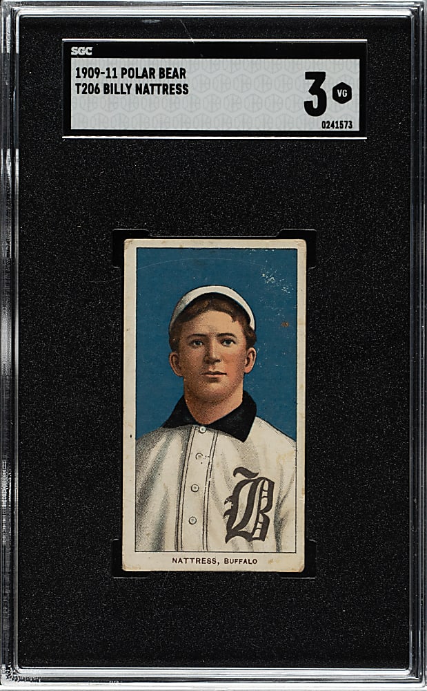1909-1911 T206 White Border Billy Nattress SGC VG 3 - Polar Bear Back