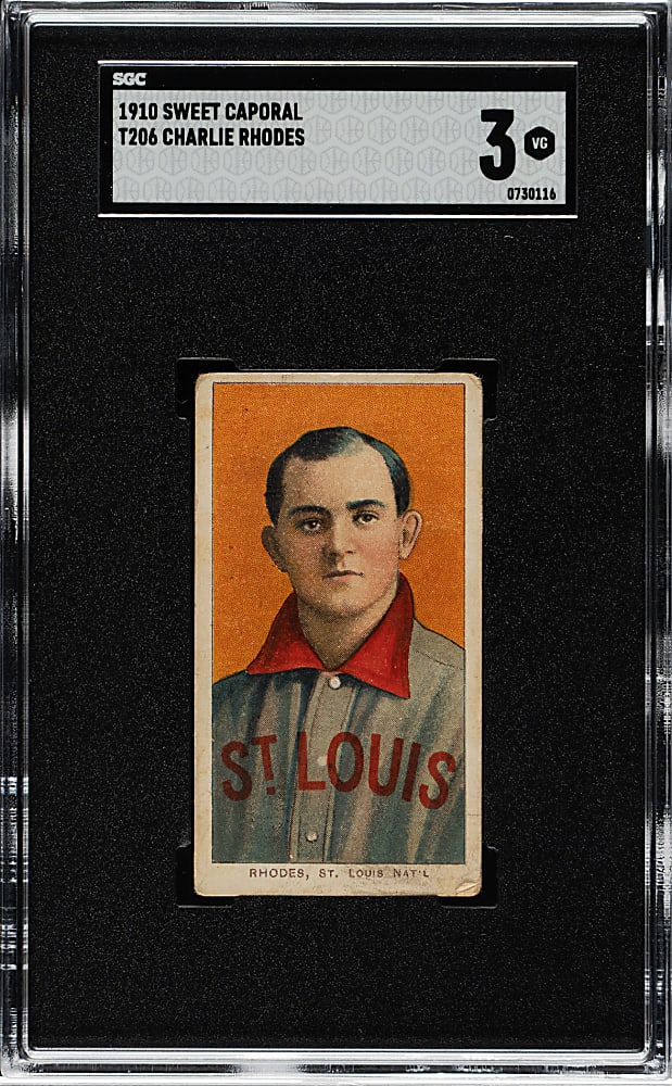 1909-1911 T206 White Border Charlie Rhodes SGC VG 3