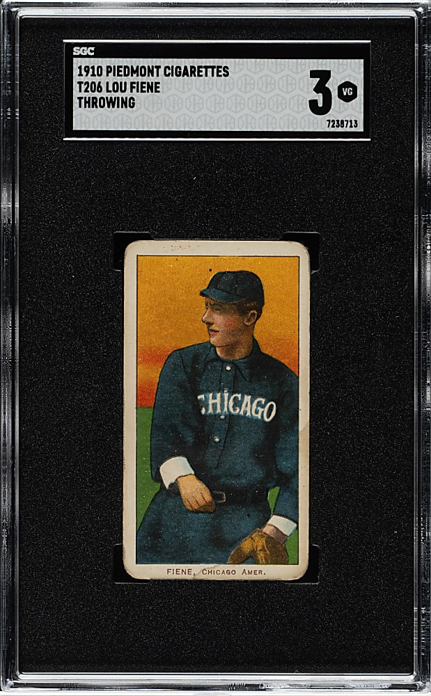 1909-1911 T206 White Border Lou Fiene Throwing SGC VG 3
