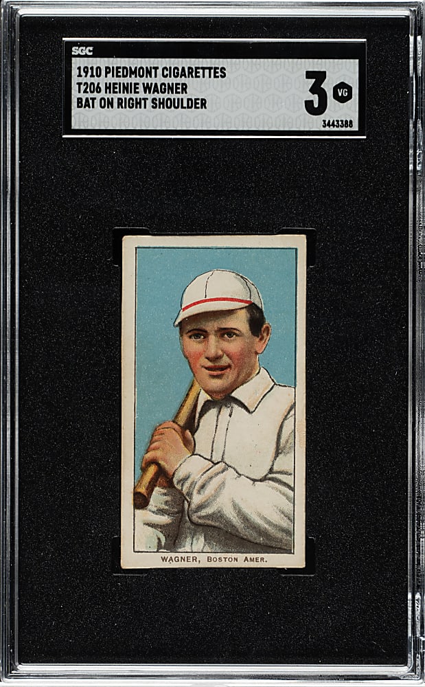 1909-1911 T206 White Border Heinie Wagner Bat on Right Shoulder SGC VG 3