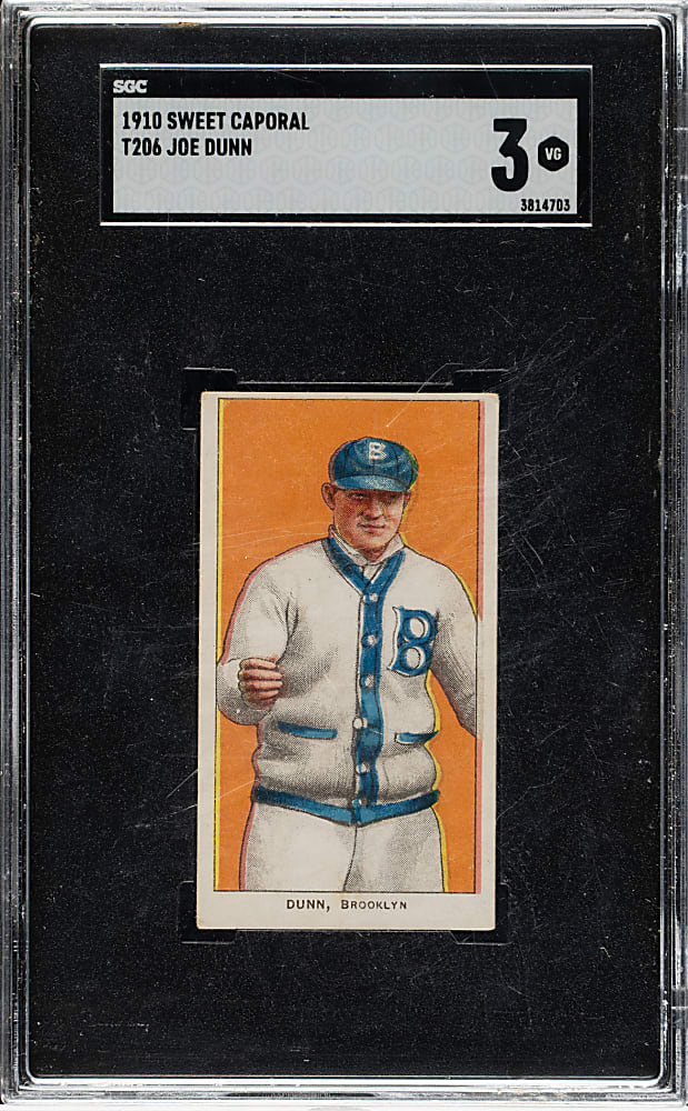 1909-1911 T206 White Border Joe Dunn SGC VG 3