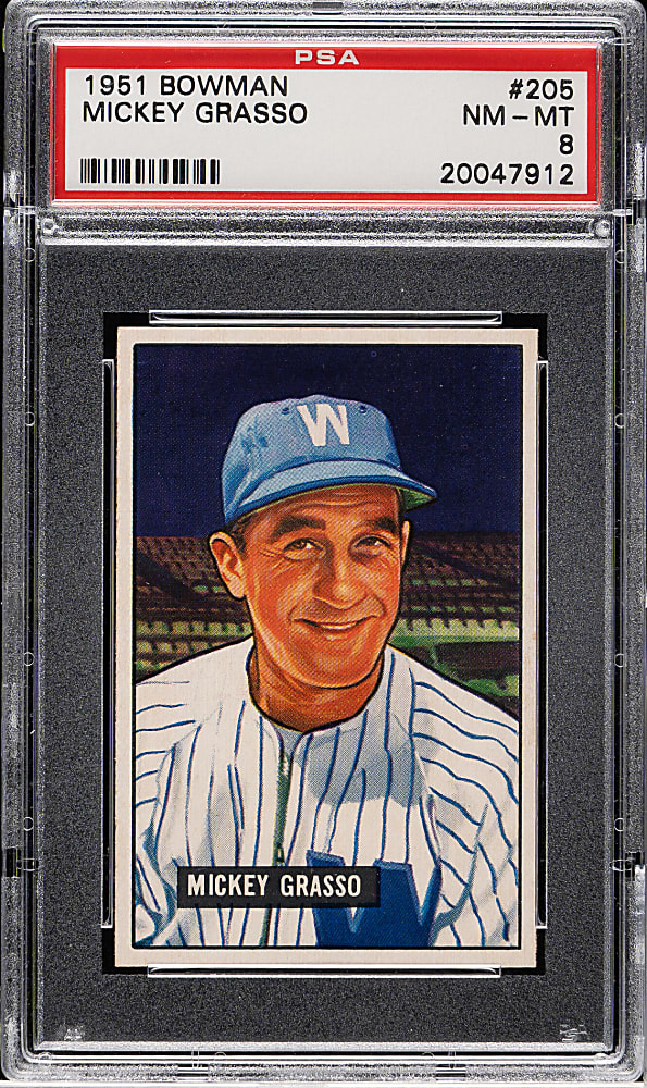 1951 Bowman #205 Mickey Grasso PSA NM-MT 8