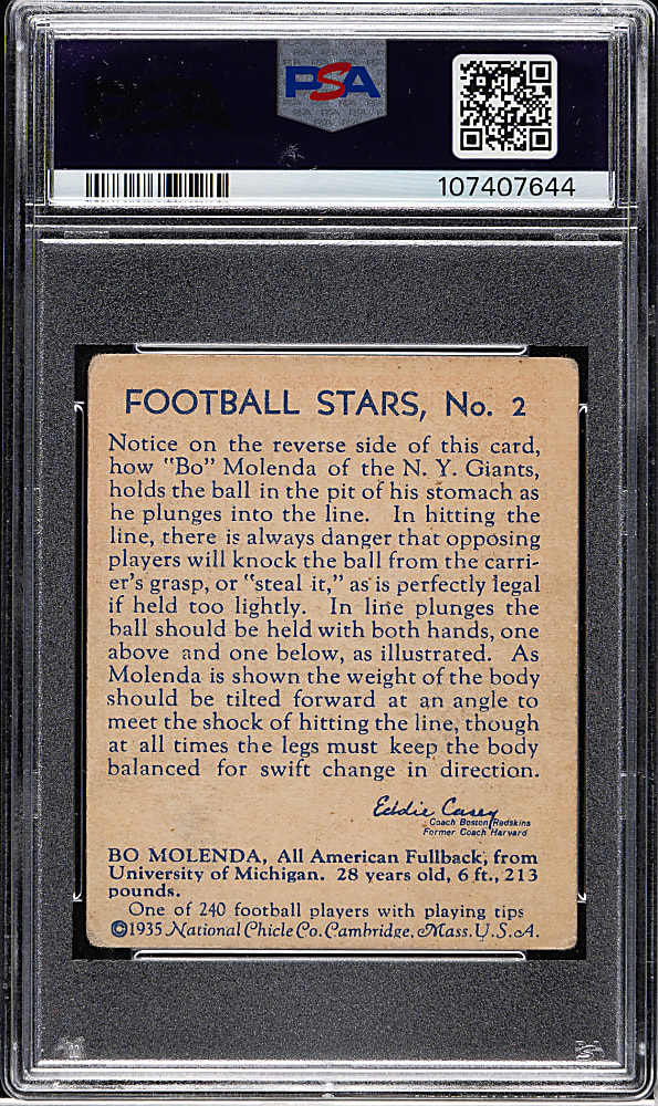 1935 R331 National Chicle Football #2 Bo Molenda PSA GOOD 2