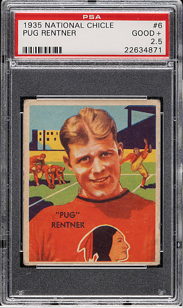 1935 R331 National Chicle Football #6 Pug Rentner PSA GOOD+ 2.5