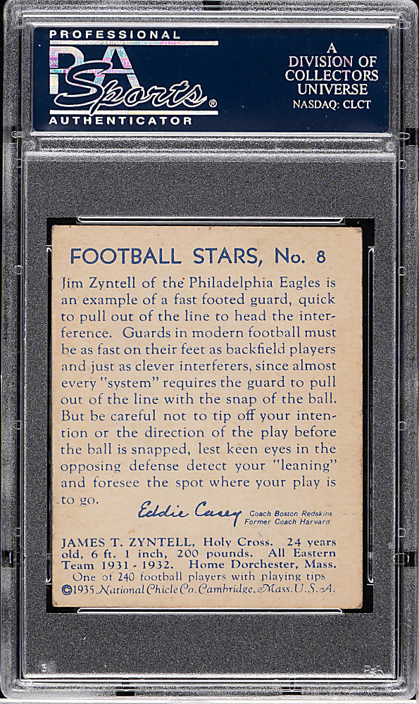 1935 R331 National Chicle Football #8 Jim Zyntell PSA VG-EX 4