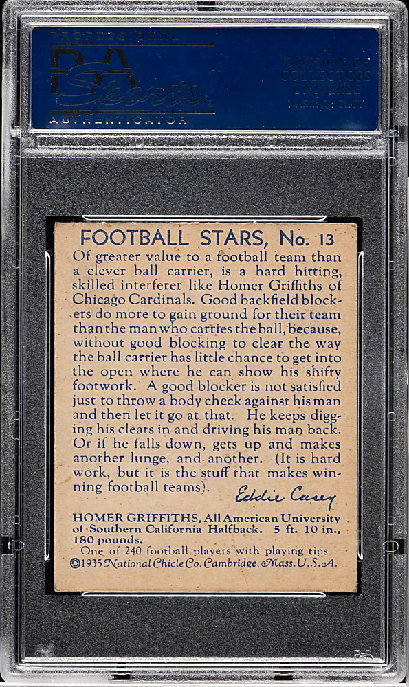 1935 R331 National Chicle Football #13 Homer Griffiths PSA VG-EX 4