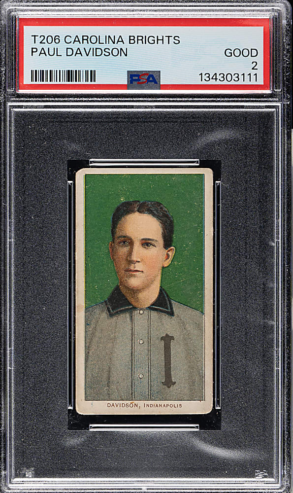 1909-1911 T206 White Border Paul Davidson PSA GOOD 2 - Carolina Brights Back
