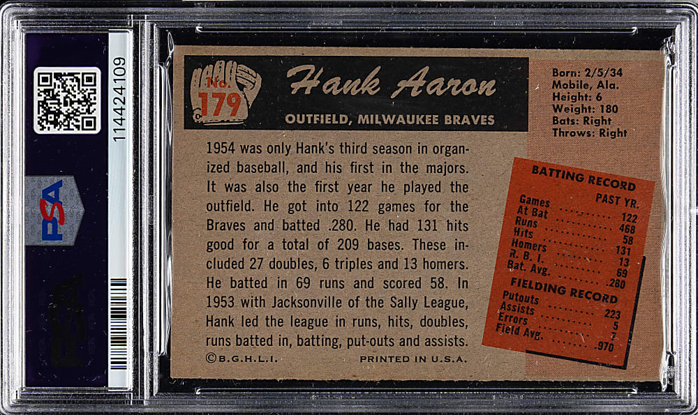1955 Bowman #179 Hank Aaron PSA VG-EX 4