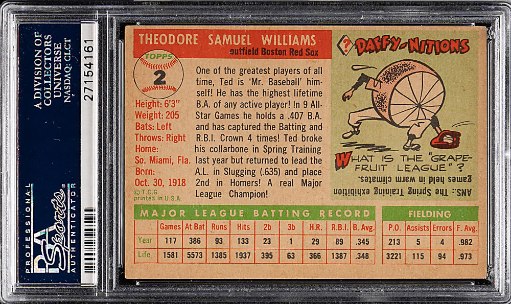 1955 Topps #2 Ted Williams PSA VG-EX+ 4.5