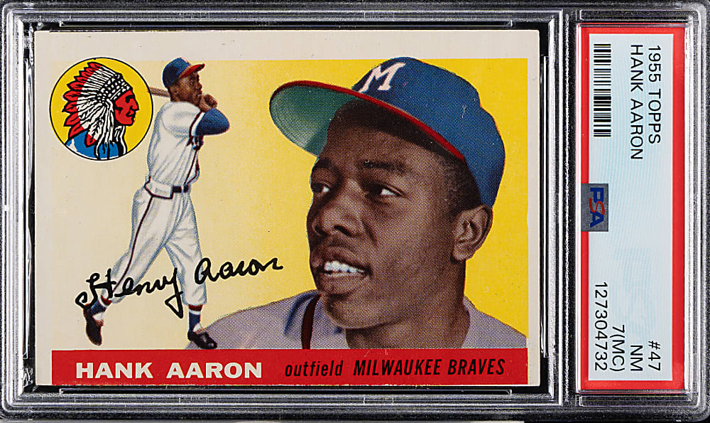 1955 Topps #47 Hank Aaron PSA NM 7 (MC)