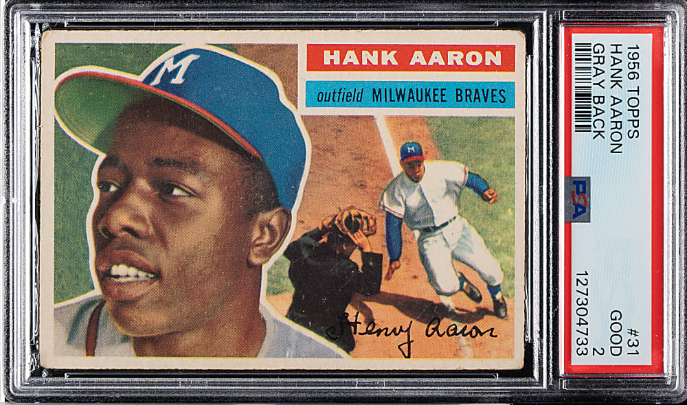 1956 Topps #31 Hank Aaron Gray Back PSA GOOD 2