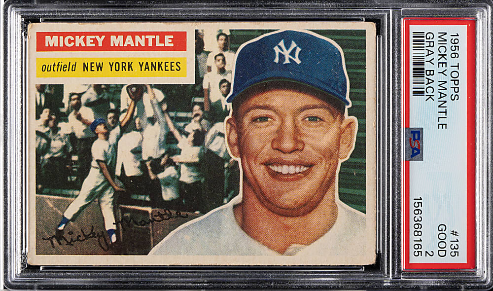 1956 Topps #135 Mickey Mantle Gray Back PSA GOOD 2