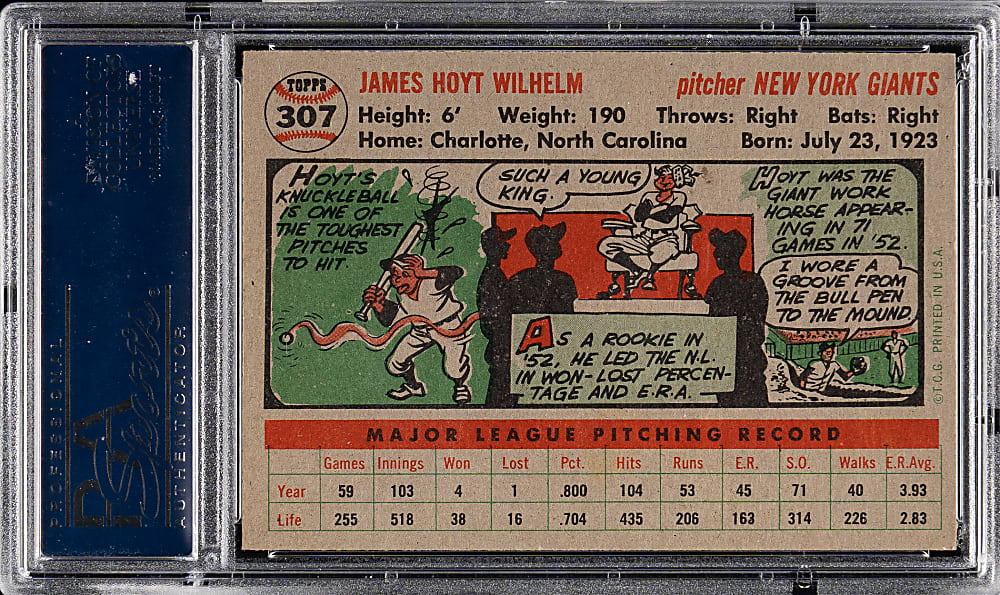 1956 Topps #307 Hoyt Wilhelm PSA NM 7