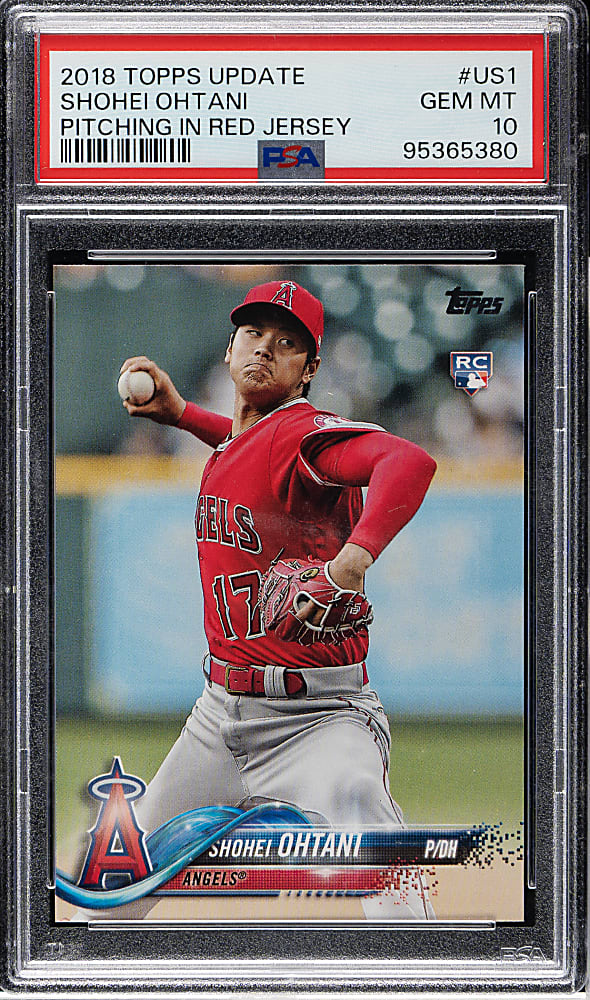 2018 Topps Update #US1 Shohei Ohtani Rookie Pitching in Red Jersey PSA GEM MINT 10