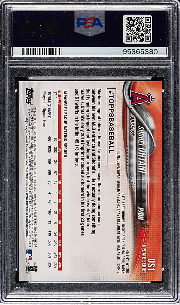 2018 Topps Update #US1 Shohei Ohtani Rookie Pitching in Red Jersey PSA GEM MINT 10