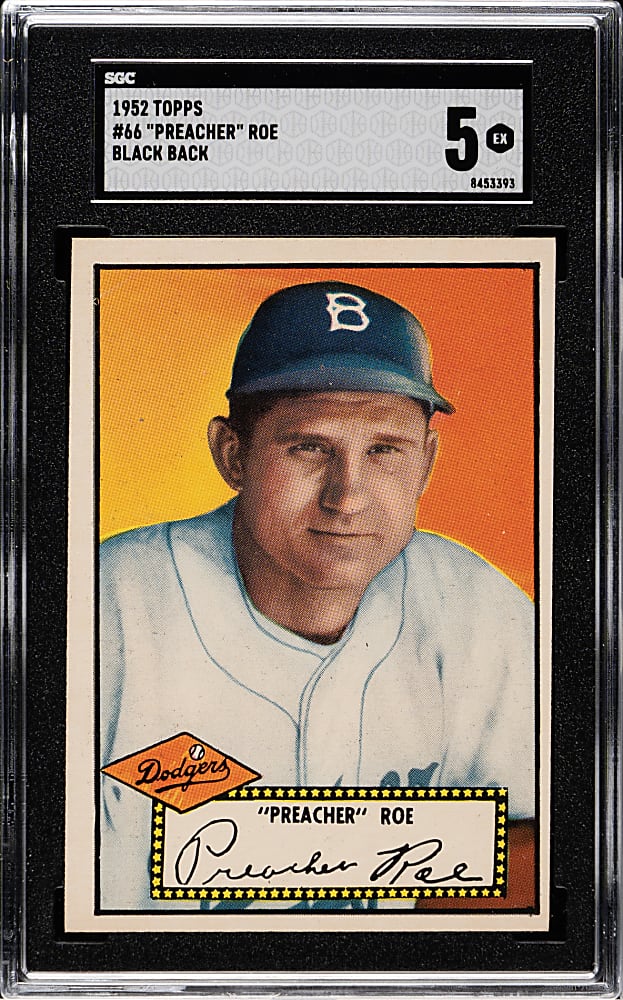 1952 Topps #66 Preacher Roe Black Back SGC EX 5