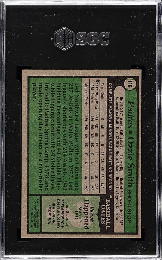 1979 Topps #116 Ozzie Smith Rookie SGC EX 5