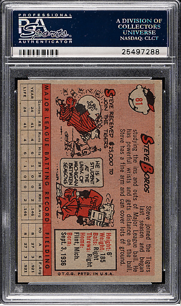 1958 Topps #81 Steve Boros Yellow Letters PSA EX-MT 6