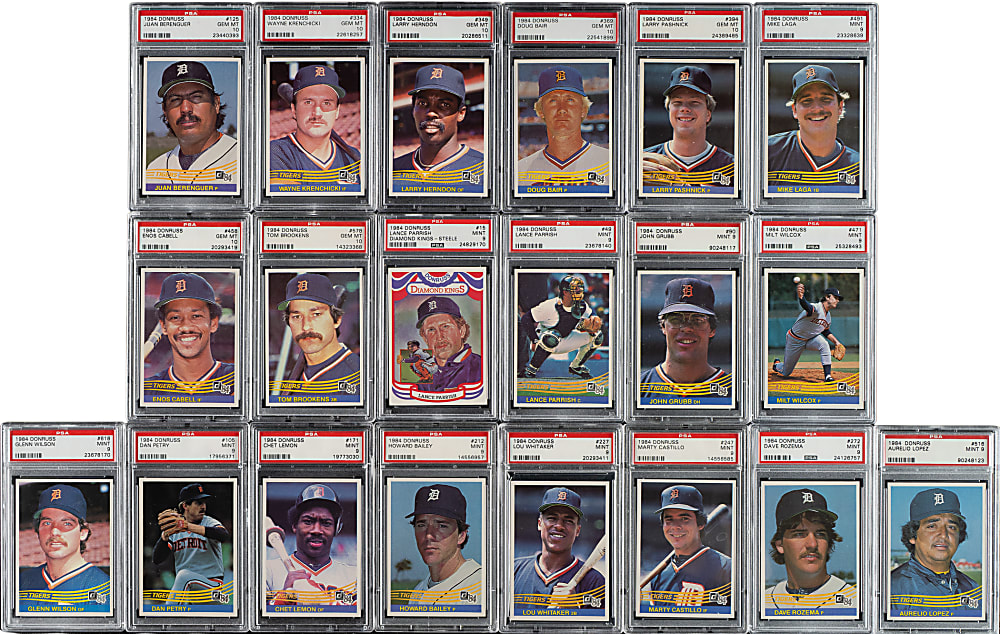1984 Donruss Detroit Tigers PSA-Graded Complete Team Set (24)