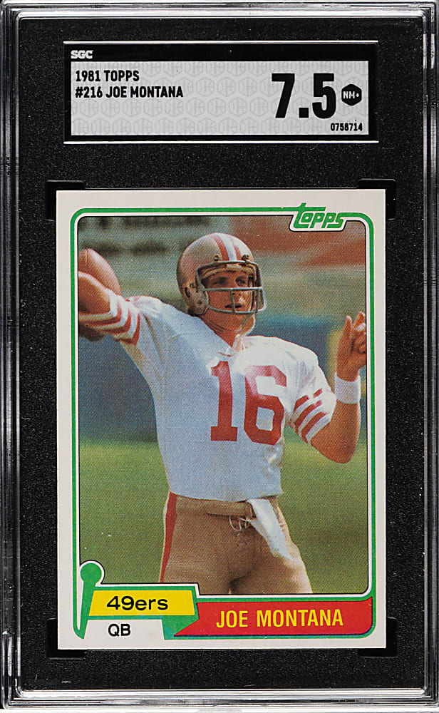 1981 Topps Football #216 Joe Montana Rookie SGC NM+ 7.5