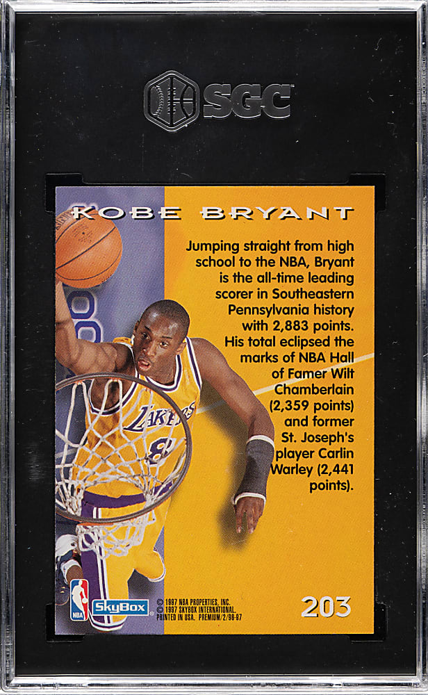 1996-1997 Skybox Premium Basketball #203 Kobe Bryant Rookie SGC MINT 9