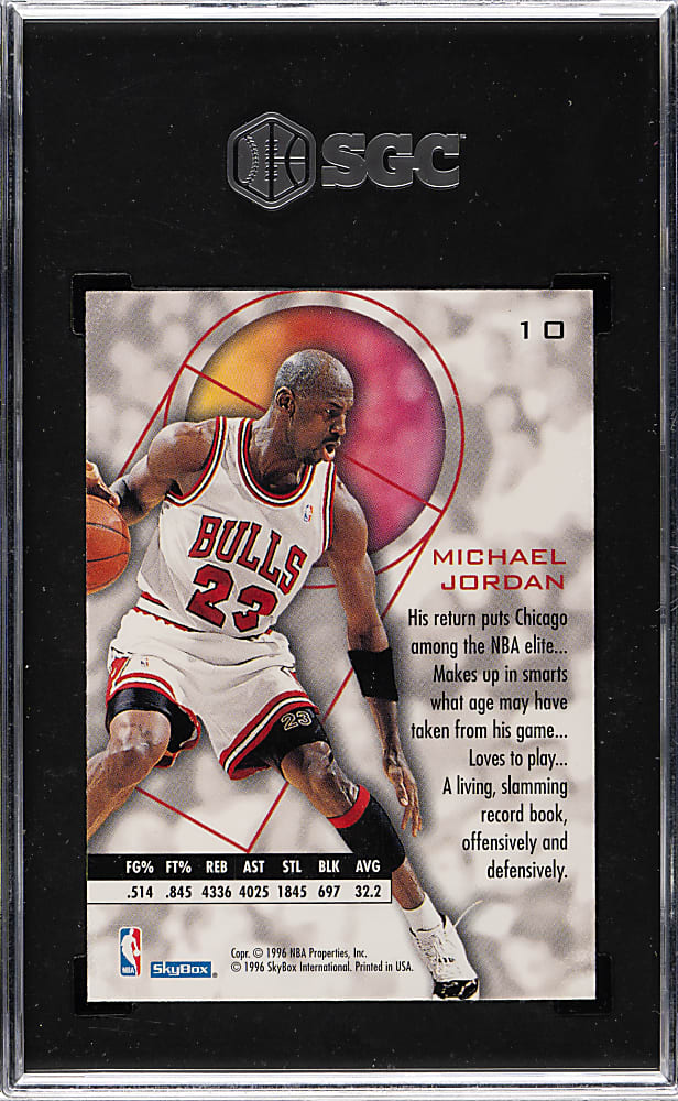 1995-1996 Skybox E-XL Basketball #10 Michael Jordan SGC GEM MINT 10