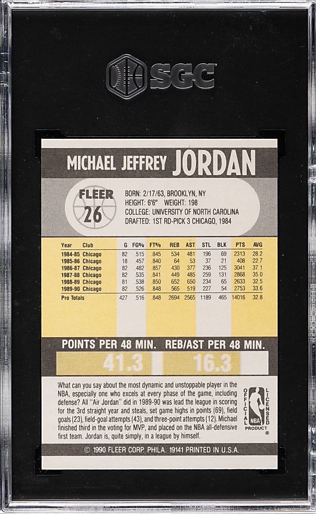 1990-1991 Fleer Basketball #26 Michael Jordan SGC GEM MINT 10