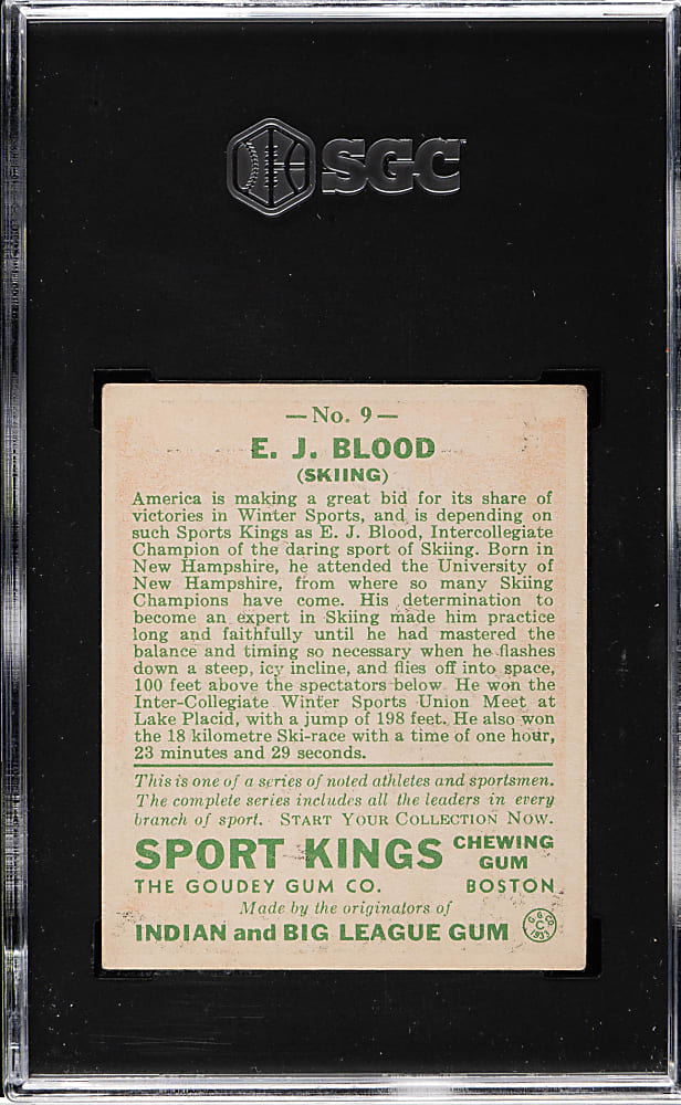 1933 R338 Sport Kings #9 Ed Blood SGC VG/EX+ 4.5
