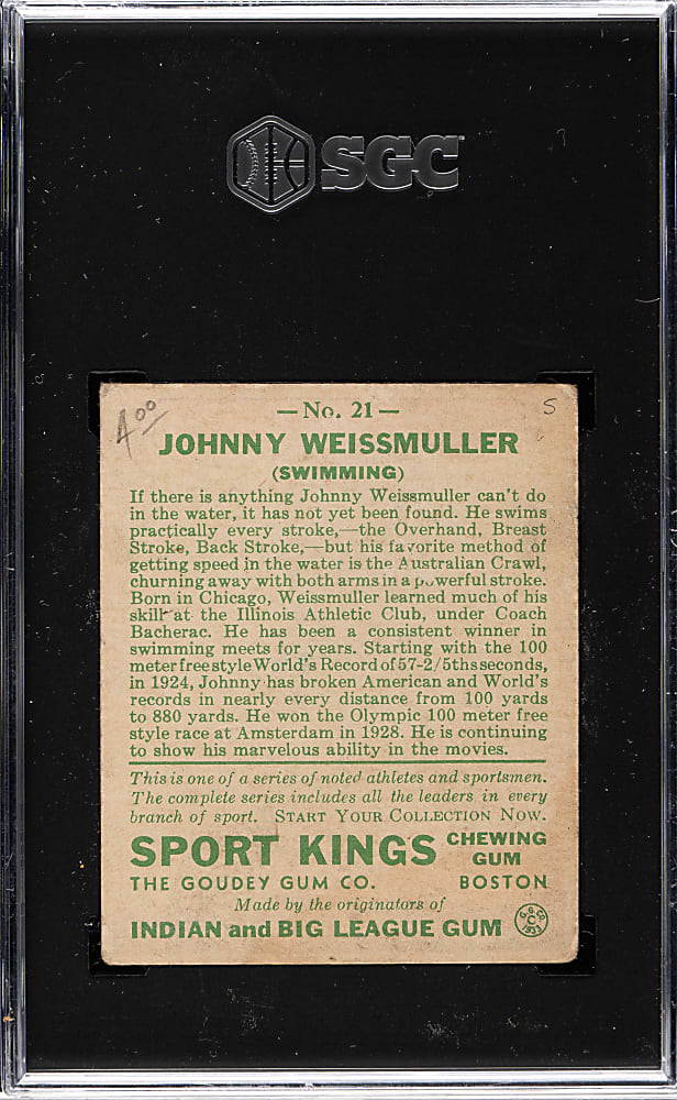 1933 R338 Sport Kings #21 Johnny Weissmuller SGC POOR 1