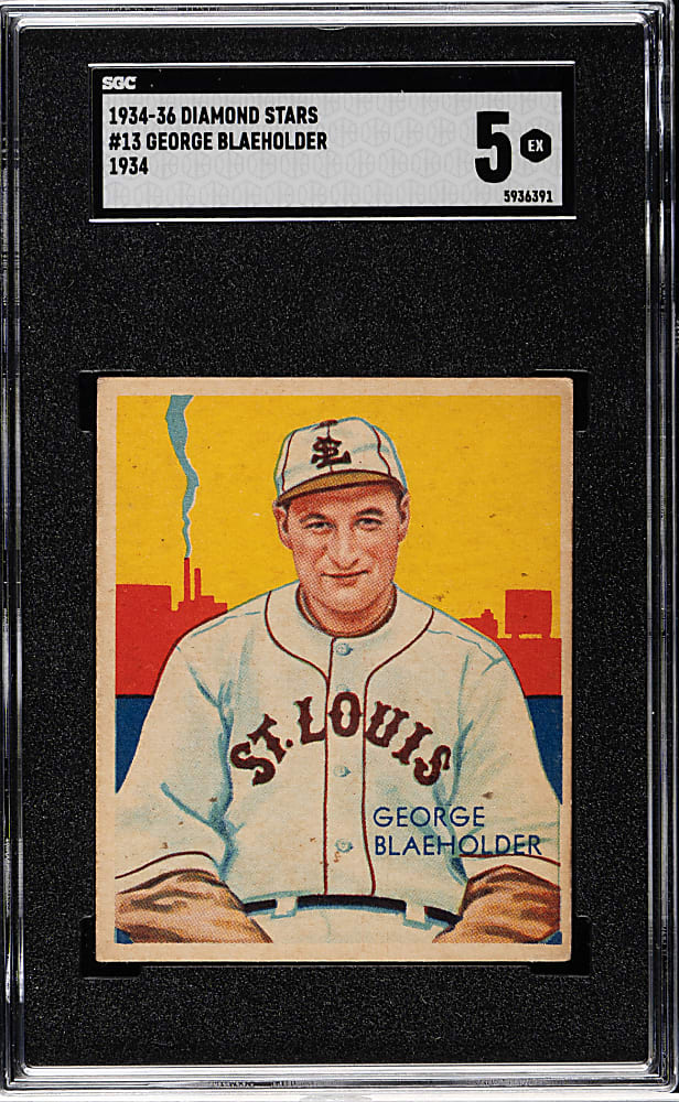 1934-1936 R327 Diamond Stars #13 George Blaeholder (1934 Green Back) SGC EX 5