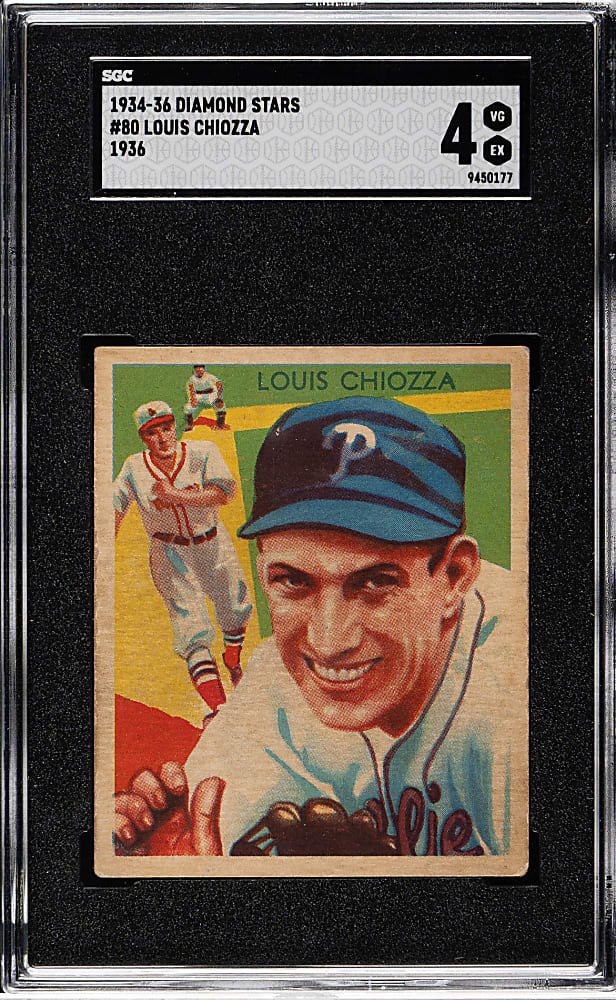 1934-1936 R327 Diamond Stars #80 Louis Chiozza (1936 Blue Back) SGC VG/EX 4