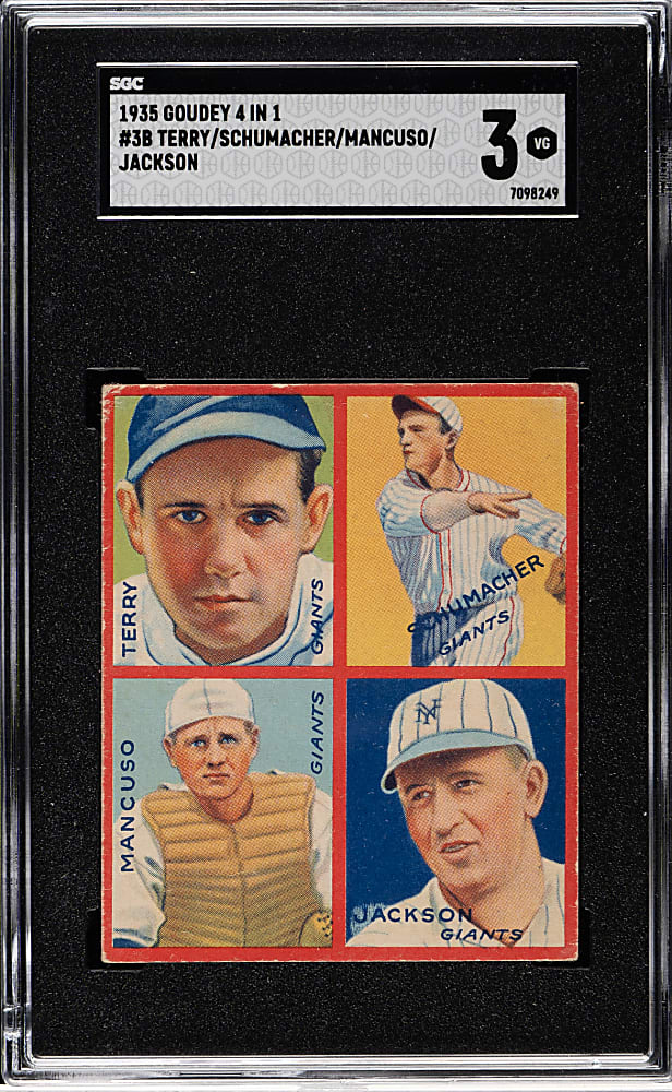 1935 R321 Goudey "4-in-1" Bill Terry/Schumacher/Mancuso/Travis Jackson SGC VG 3