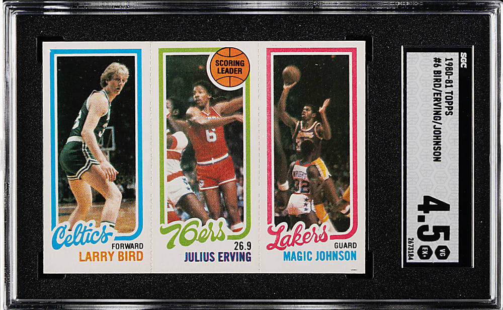 1980-1981 Topps Basketball Larry Bird/Julius Erving/Magic Johnson Rookie SGC VG/EX+ 4.5