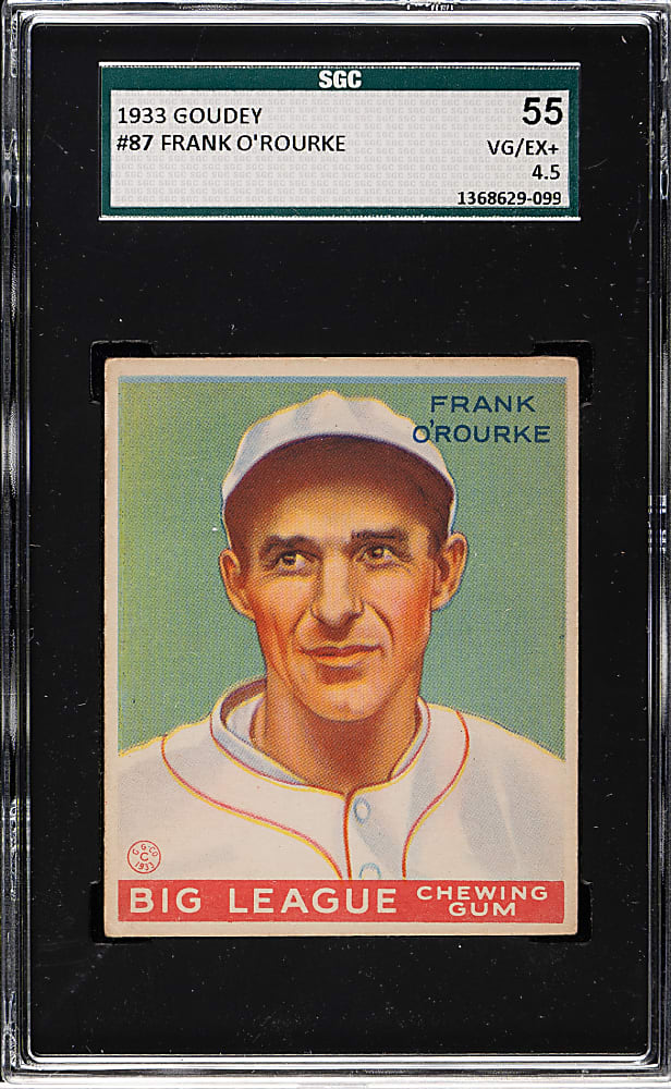 1933 R319 Goudey #87 Frank O'Rourke SGC VG/EX+ 55
