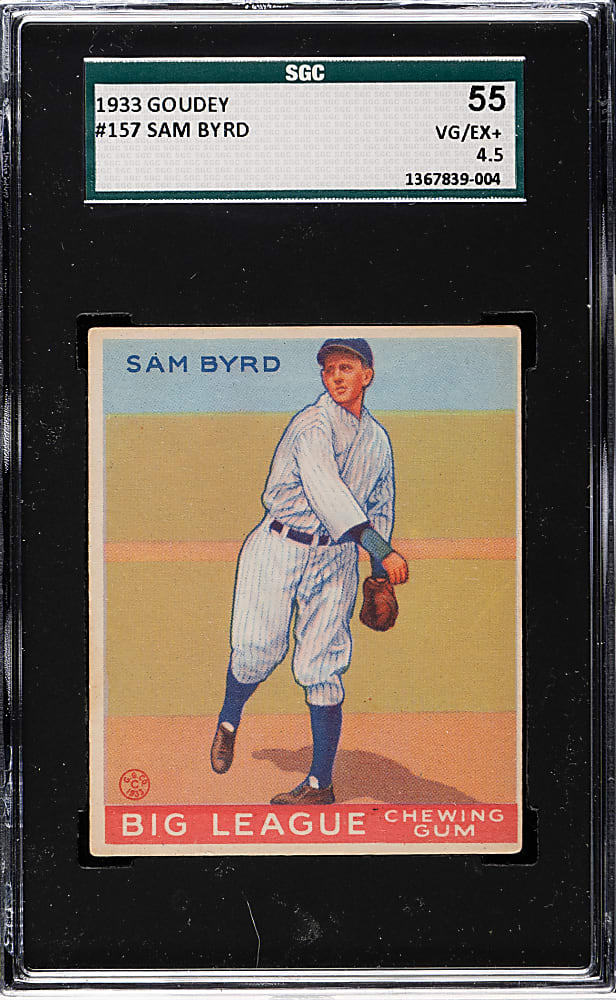 1933 R319 Goudey #157 Sammy Byrd SGC VG/EX+ 55