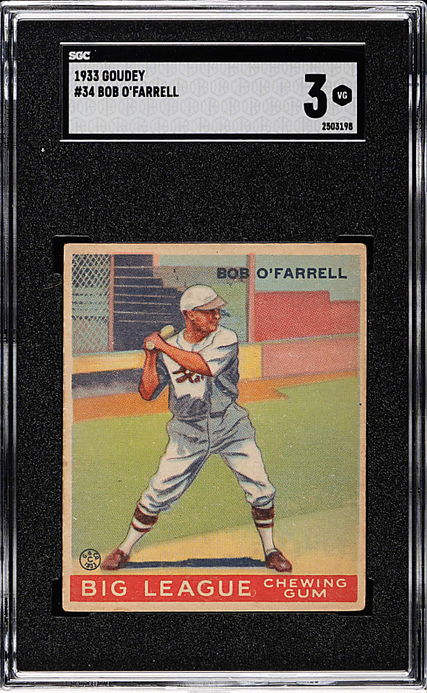 1933 R319 Goudey #34 Bob O'Farrell SGC VG 3