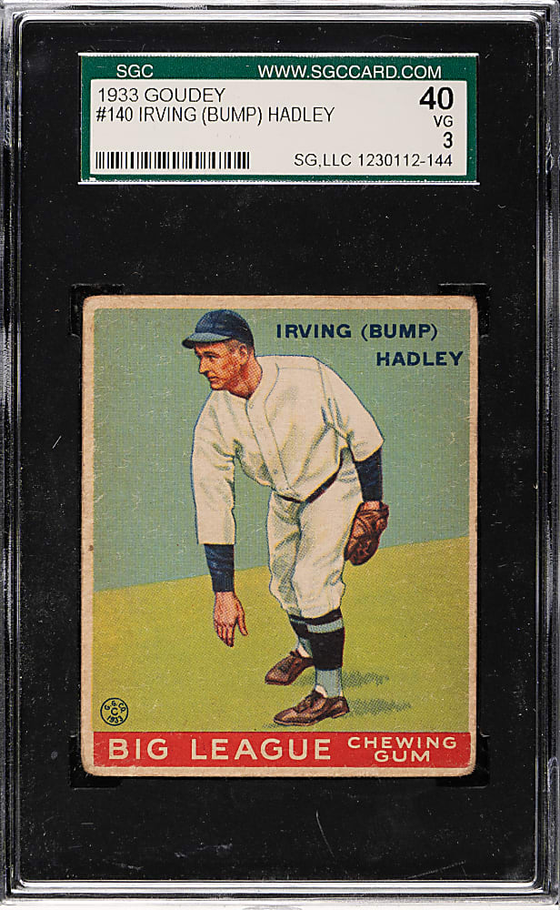 1933 R319 Goudey #140 Bump Hadley SGC VG 40