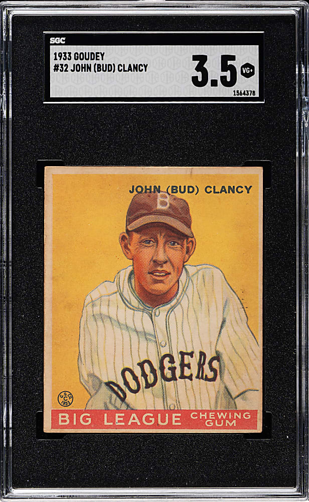 1933 R319 Goudey #32 Bud Clancy SGC VG+ 3.5