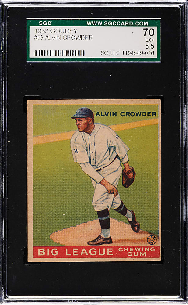 1933 R319 Goudey #95 Alvin Crowder SGC EX+ 70