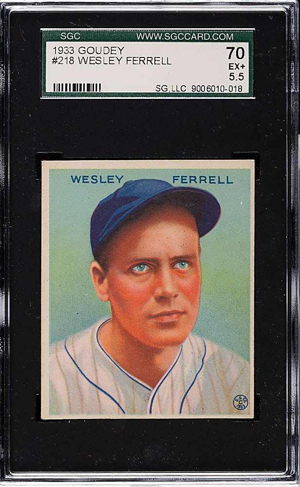 1933 R319 Goudey #218 Wesley Ferrell SGC EX+ 70