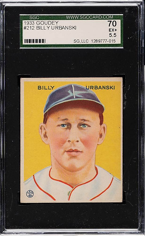 1933 R319 Goudey #212 Billy Urbanski SGC EX+ 70