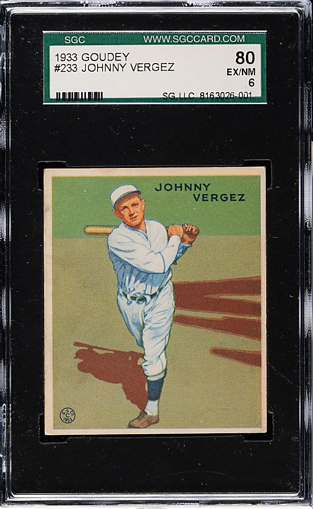 1933 R319 Goudey #233 Johnny Vergez SGC EX/NM 80